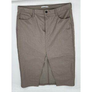 Abercrombie and Fitch Women's Pleather Skirt Tan Midi 5-Pocket Pleat Sz 33